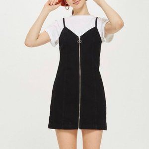 Topshop Moto Zip Through Black Denim Dress